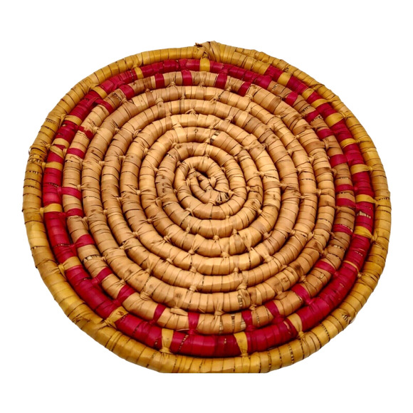 4 Handcrafted Vintage African Coil Basket Woven Wicker Rattan Trivets Wall Decor - Picture 15 of 16